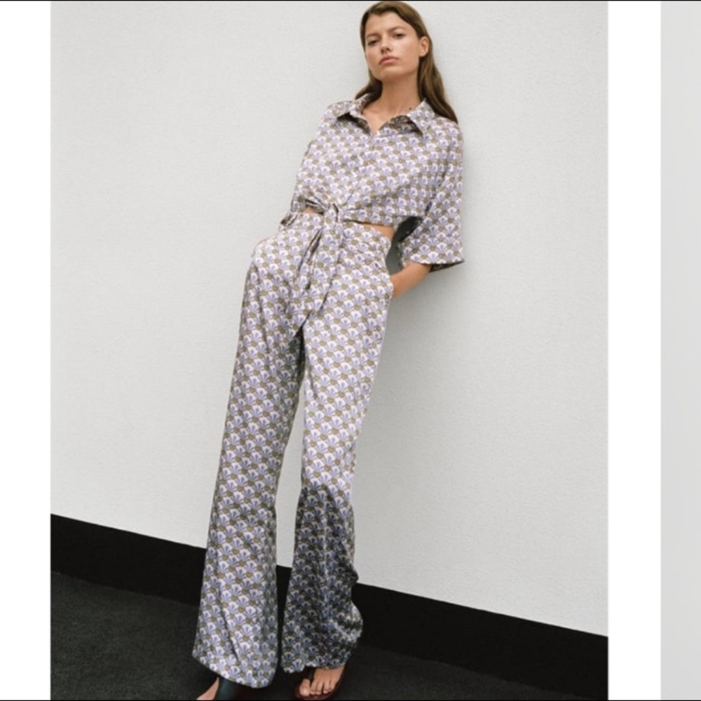 Zara printed pajama style pants